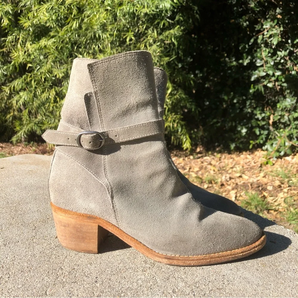 All Saints Grey Suede Heeled Booties